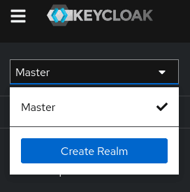 Create realm in Keycloak drop-down.
